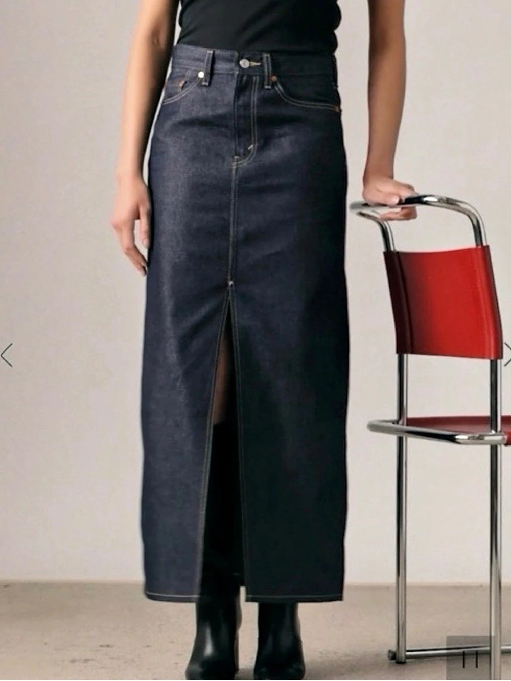 Levi's Ankle Column Skirt Denim Maxi Blue Waist 27 NWT